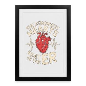 Infirmière aux urgences Le cœur le plus fort batt Travailleur médical - Affiche encadrée (27 × 37 cm) - noir - Devant