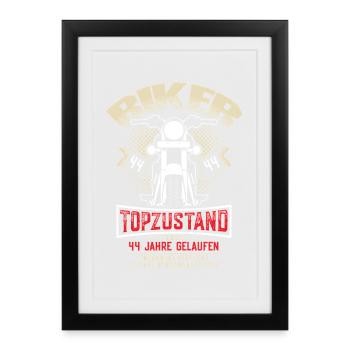 44th Birthday Motorcyclist Motorcycle - Framed poster (27 × 37 cm) - black - Front