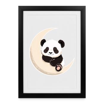 Panda Moon Cuddles - Framed poster (27 × 37 cm) - black - Front