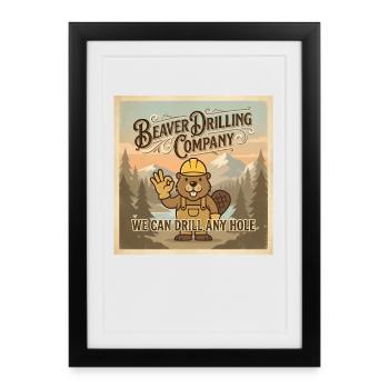Beaver Drilling Co peut percer n’importe quel trou. Terre - Affiche encadrée (27 × 37 cm) - noir - Devant