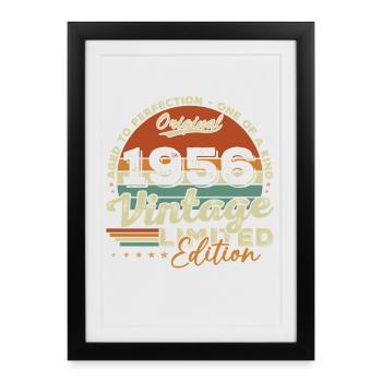 1956 Vintage Rétro Cadeau D'anniversaire - Affiche encadrée (27 × 37 cm) - noir - Devant