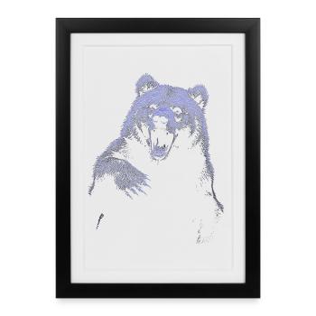 Grizzly Bear Randonnée Camping Ours brun vintage - Affiche encadrée (27 × 37 cm) - noir - Devant