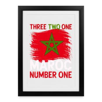 Morocco Flag Moroccan Soccer Supporter for Men  - Affiche encadrée (27 × 37 cm) - noir - Devant