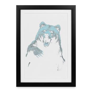 Grizzly Bear Randonnée Camping Ours brun vintage - Affiche encadrée (27 × 37 cm) - noir - Devant