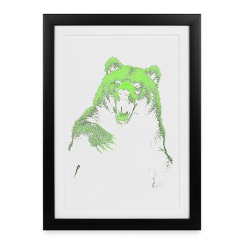 Grizzly Bear Randonnée Camping Ours brun vintage - Affiche encadrée (27 × 37 cm) - noir - Devant