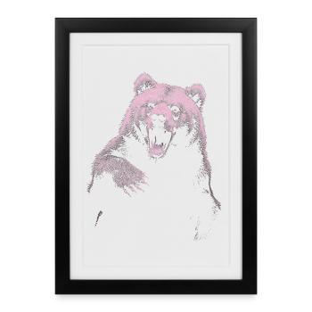 Grizzly Bear Randonnée Camping Ours brun vintage - Affiche encadrée (27 × 37 cm) - noir - Devant