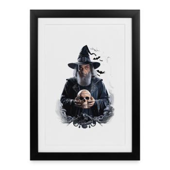 Dark Wizard with Skull Mystic Magician - Framed poster (27 × 37 cm) - black - Front