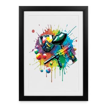 Paintball - Illustration splash art marker masque - Affiche encadrée (27 × 37 cm) - noir - Devant