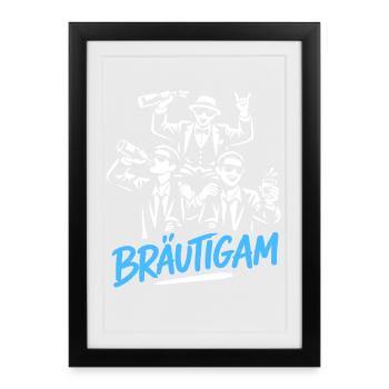 T-shirt du marié de la fête de garçon Grondement de la fête de garçon - Affiche encadrée (27 × 37 cm) - noir - Devant