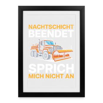 Winter service NIGHT SHIFT FINISHED Fun - Framed poster (27 × 37 cm) - black - Front