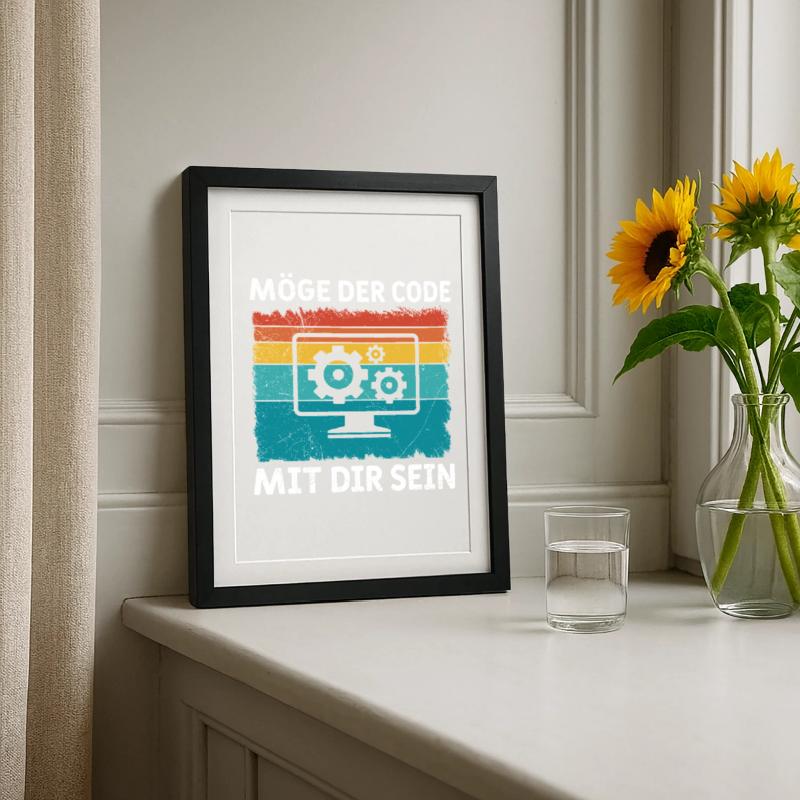 Nerd Computer MAY THE CODE BE WITH YOU FUNNY Framed poster (27 × 37 cm)