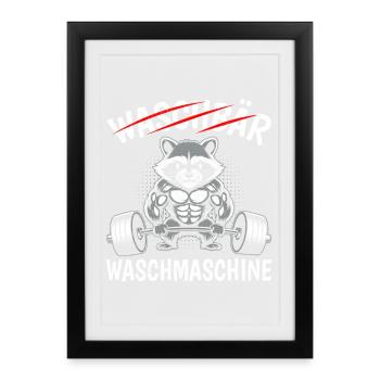 Exercice de musculation LAVEUSE RATON LAVEUR Drôle - Affiche encadrée (27 × 37 cm) - noir - Devant