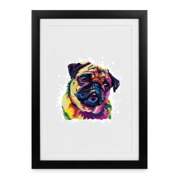 Dog Pug Animal Art - Framed poster (27 × 37 cm) - black - Front