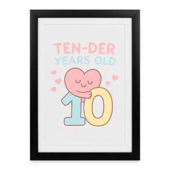Cadeau d’anniversaire Dix Les Années 10 - Affiche encadrée (27 × 37 cm) - noir - Devant