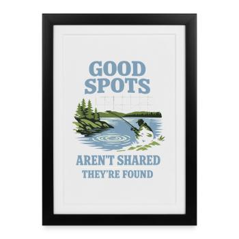 Endroit secret pour la pêche – ne demandez pas - Affiche encadrée (27 × 37 cm) - noir - Devant