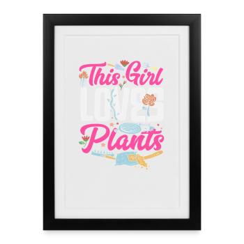 Cette fille adore les plantes amoureuse des plantes - Affiche encadrée (27 × 37 cm) - noir - Devant