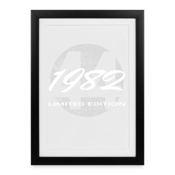 44e anniversaire 1982 cadeau pour hommes et femmes - Affiche encadrée (27 × 37 cm) - noir - Devant