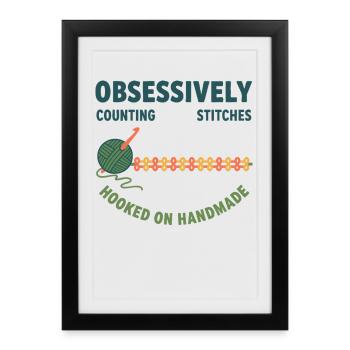 Crochet Counting Stitches Hooked On Handmade - Framed poster (27 × 37 cm) - black - Front