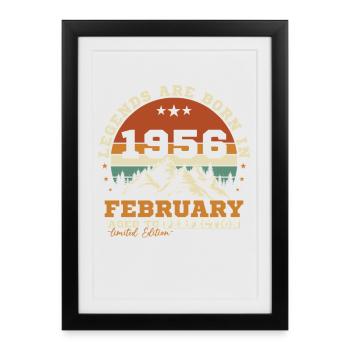 Février 1956 Vintage Retro Cadeau d'anniversaire - Affiche encadrée (27 × 37 cm) - noir - Devant
