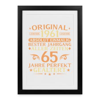 65 ans millésime parfaitement vieilli 1961 - Affiche encadrée (27 × 37 cm) - noir - Devant
