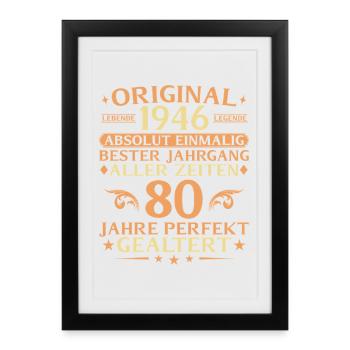 80 Years Perfectly Aged Vintage 1946 - Framed poster (27 × 37 cm) - black - Front