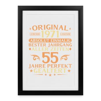 55 ans millésime parfaitement vieilli 1971 - Affiche encadrée (27 × 37 cm) - noir - Devant