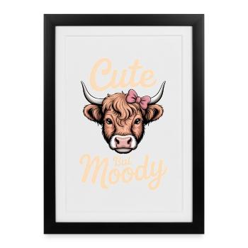 Highland Cattle Sayings Moody Funny Gift - Framed poster (27 × 37 cm) - black - Front