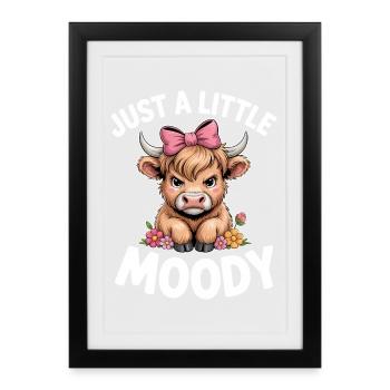 Highland Cattle Sayings Moody Funny Gift - Framed poster (27 × 37 cm) - black - Front