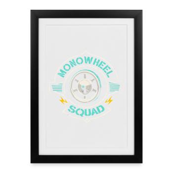 Monowheel Squad Monocycliste - Affiche encadrée (27 × 37 cm) - noir - Devant