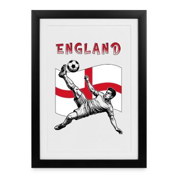 Football England Flag Overhead Kick - Framed poster (27 × 37 cm) - black - Front