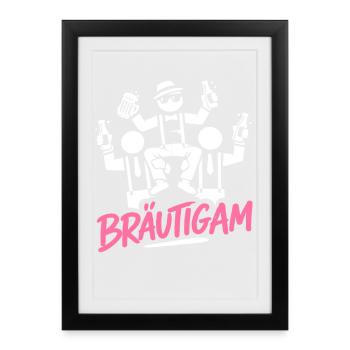 T-shirt du marié Enterrement de vie de garçon Garçons Enterrement de vie de garçon - Affiche encadrée (27 × 37 cm) - noir - Devant