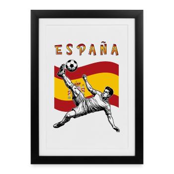 Football Spain Espana Flag Overhead kick - Framed poster (27 × 37 cm) - black - Front