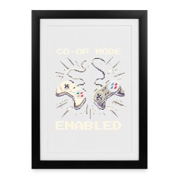 Co-Op Mode Active | Teamwork Social Work - Framed poster (27 × 37 cm) - black - Front