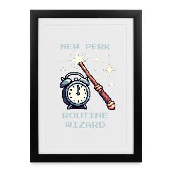 Magicien de routine | Vie quotidienne du travail social - Affiche encadrée (27 × 37 cm) - noir - Devant