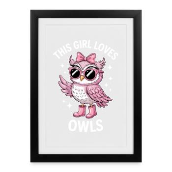 Paroles de la chouette Cadeau drôle de chouettes - Affiche encadrée (27 × 37 cm) - noir - Devant