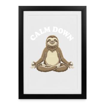 Stiller Faultier Meditationsmoment - Gerahmtes Poster (27 × 37 cm) - Schwarz - Vorne