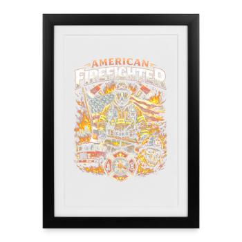 American Firefighter Hero - Framed poster (27 × 37 cm) - black - Front