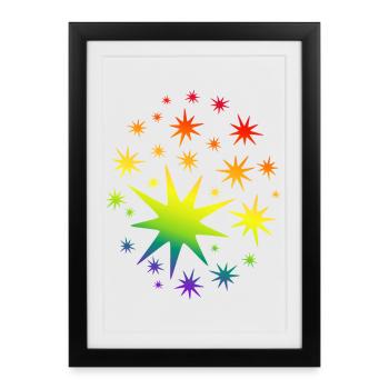 Colorful Stars Rainbow Gradient - Framed poster (27 × 37 cm) - black - Front