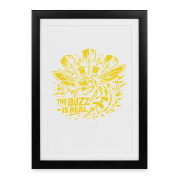 Ally Pally | Le buzz est réel - Tournoi de fléchettes - Affiche encadrée (27 × 37 cm) - noir - Devant