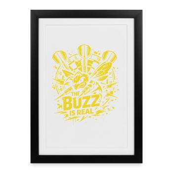 Ally Pally | Le buzz est réel - Tournoi de fléchettes - Affiche encadrée (27 × 37 cm) - noir - Devant
