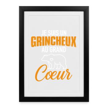 Cadeau Drôle Ours Râleur Grognon - Affiche encadrée (27 × 37 cm) - noir - Devant