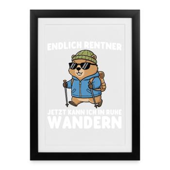 Pensioner Marmot - Hiking in peace - Framed poster (27 × 37 cm) - black - Front