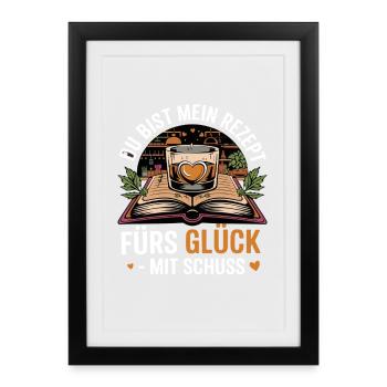 Tu es ma recette pour le bonheur avec un shot - Affiche encadrée (27 × 37 cm) - noir - Devant