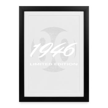 80e anniversaire 1946 cadeau pour hommes et femmes - Affiche encadrée (27 × 37 cm) - noir - Devant