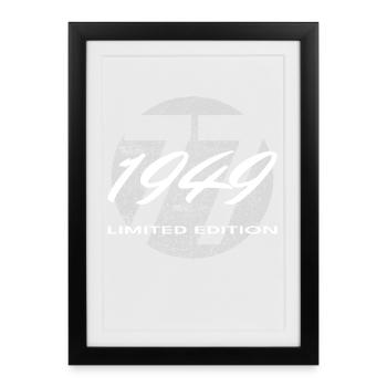 77e anniversaire 1949 cadeau pour hommes et femmes - Affiche encadrée (27 × 37 cm) - noir - Devant