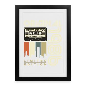 Cadeau rétro vintage pour le 40e anniversaire 1986 - Affiche encadrée (27 × 37 cm) - noir - Devant