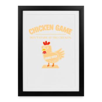 Poulet Game Over Humour Cartoon - Affiche encadrée (27 × 37 cm) - noir - Devant