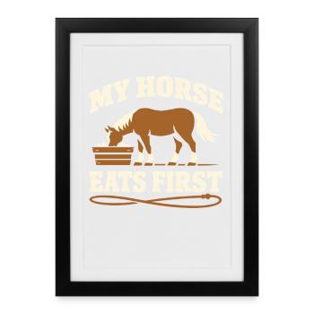 Chevaux Mode de vie Identité équestre Cheval fier - Affiche encadrée (27 × 37 cm) - noir - Devant