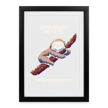 Temps de recharge actif | Humour de Sloth Gamer - Affiche encadrée (27 × 37 cm) - noir - Devant