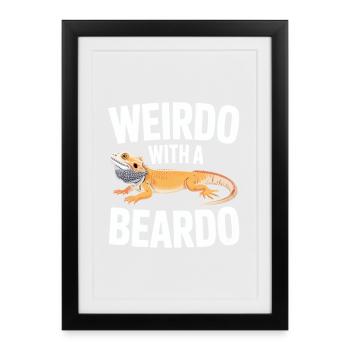 Beardo Lizard Caption Tee - Framed poster (27 × 37 cm) - black - Front